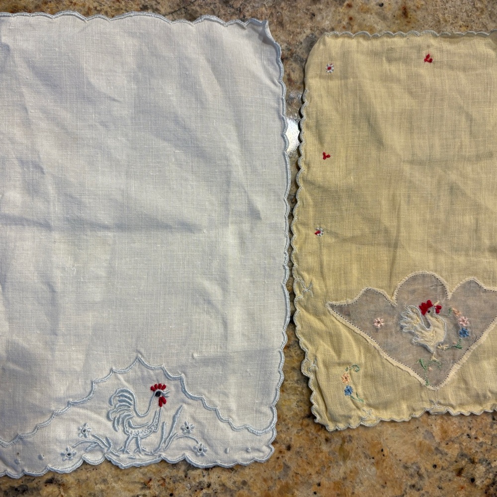 Vintage Embroidered Linen Napkins